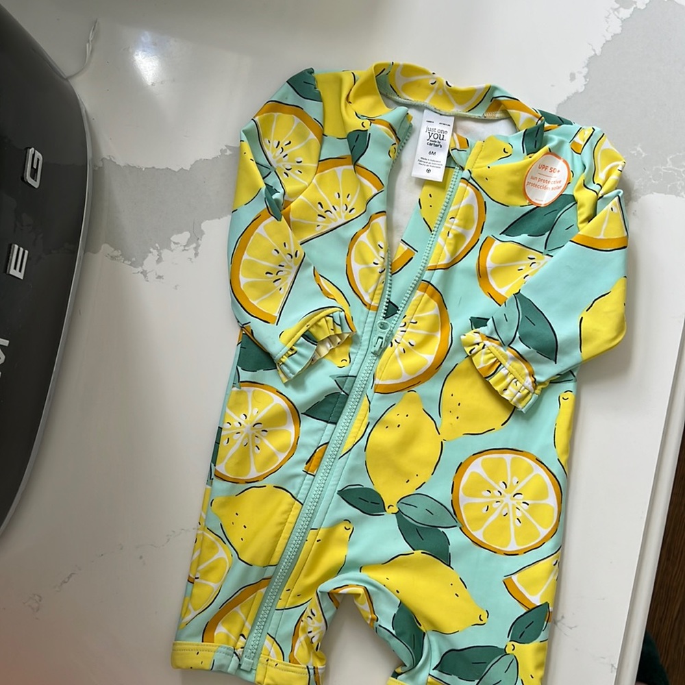 Carters 6M lemon pattern Swimmie / Bathing Suit NWT